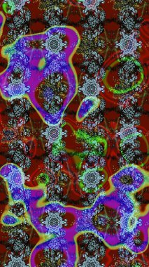 Kahverengi ve kırmızı renkte çiçekler. Çiçekli karalama şeklinde Raster çiçek deseni. Yumuşak, bahar çiçekli arka plan.