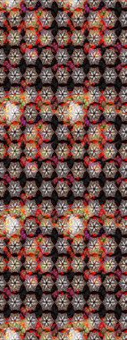 Hediye ambalaj kağıdı, tebrik kartları, posterler ve pankart tasarımı. Raster düz çiçek çizim deseni. Siyah ve kahverengi renkte çiçekler.