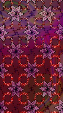 Hint süsü. Mor renklerde. Çizim kalıbı. Renkli süs kenarı. Çiçek duvar kağıdı. Raster illüstrasyonu.