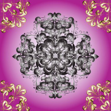 Doğu tarzında klasik tasarım öğesi. Duvar kâğıdı için altın süslü bir illüstrasyon. Süslü dantel iz sürücü. Çiçekli süslemeli, pürüzsüz bir desen. Hoş renkler üzerine geleneksel Arapça dekor.