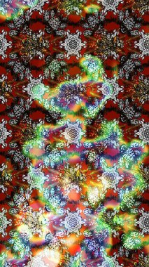 Gri ve nötr renklerde Asya tekstil tarzında. Çiçek desenli çizim. Raster illüstrasyonu.