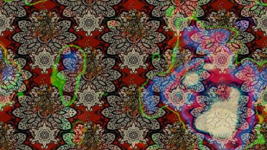 Patlayan çiçekler soyut olarak yerleştirilmiş. Gri ve kahverengi renklerde bahar çiçekleri. Raster deseni. Raster illüstrasyonu.