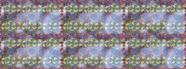 Tarafsız ve gri renklerdeki çok renkli ve gri zarif küçük çiçekler ve komik böcekler, raster desen, illüstrasyon.