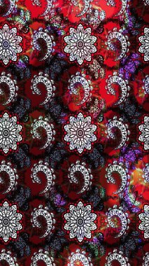 Eskiz modeli etnik tasarım. Çiçekleri, deniz kabukları, mandalaları ve suluboya efektleriyle donanma geçmişi. Yatak çarşafları, ceket, paket tasarımı, kumaş ve moda kavramları için tekstil baskısı.