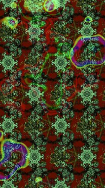 Kumaş, duvar kağıdı ve kağıt üzerine baskı yapmak için gelişen arka plan. Raster illüstrasyonu. Moda arka planında parlak buketler. Eski usul küçük çiçekli şirin bir eskiz deseni..