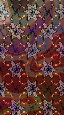 Soyut etnik raster çizim kalıbı. Çiçekler. Vadinin çiçekleri kahverengi renklerde.