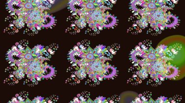 Gri ve yeşil renkli Asya tekstili. Raster illüstrasyonu. Suluboya çiçekli çiçek deseni.