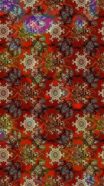 Küçük çiçekte güzel bir desen. Moda baskıları için zarif bir şablon. Küçük renkli çiçekler. Robot resim. Motley illüstrasyonu. Çiçekli yaz çiçekleri.