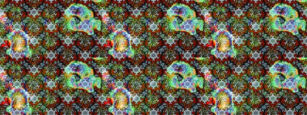 Yeşil ve kahverengi renkler üzerine çiçek desenli eskiz, el yapımı papatyalar, papatyalar. Tekrarlayan çiçek arkaplanı, zarif yeşil ve kahverengi çiçek duvar kağıdı.