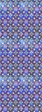 Sketch flowers pattern. Raster illustration. In asian textile style. Raster illustration. Flowers on blue and violet colors.