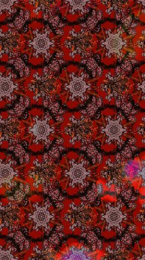 Dallı bahar çiçekleriyle desen, kahverengi renklerle çiçek siluetiyle desen. Raster deseni.