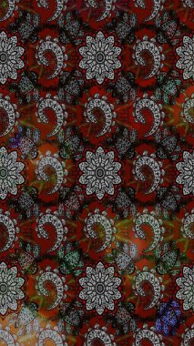 Üzerinde gelincikler ve vadi zambakları olan renkli çiçek desenli nakış deseni. Tekstil tasarımı için gri ve siyah renkli geleneksel halk çiçekleri..