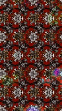 Sanat ilham verici ve kahverengi tarzı çiçekler ve arka plan bırakır. Raster deseni. Karalama çiçekleri çizim kalıbı. Gri ve kahverengi el çizimi desen.