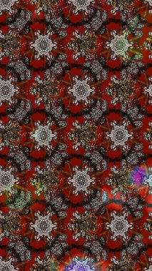 Sanat ilham verici ve kahverengi tarzı çiçekler ve arka plan bırakır. Raster deseni. Karalama çiçekleri çizim kalıbı. Gri ve kahverengi el çizimi desen.