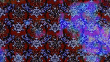 Düz Çiçek Elementleri Tasarımı. Renkli Bahar Teması eskiz kalıbı. Mor, mavi ve kahverengi renkte çiçekler. Raster illüstrasyonunda çiçek deseni çizimi.