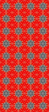 Kına dövmeli süs çiçekleri, altın çıkartmalar, mehndi ve yoga tasarımı, kartlar ve parmak izleri. Raster Golden Mehndi kusursuz desen. Kırmızı, gri, turuncu, altın elementli desen