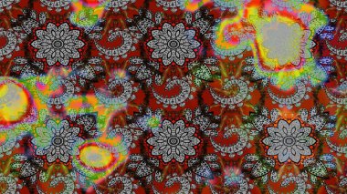 Düz Çiçek Elementleri Tasarım Raster illüstrasyonu. Kahverengi ve gri renkli çiçekler. Renkli Bahar Teması çizim kalıbı. Çiçekli çiçek deseni, suluboya..