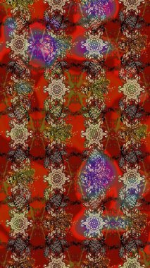 Kızılderili desenli desenli desenli şal deseni. Raster Henna dövme stili. Tekstil, tebrik kartı, boyama kitabı, telefon kılıfı baskısı için kullanılabilir. Etnik Mandala süsü.