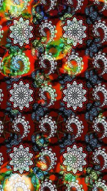 Çiçekler suluboya eskiz deseni. Raster Stili kumaş deseni.