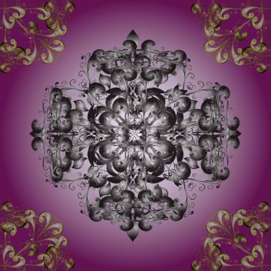 Duvar kâğıdı için altın süslü bir illüstrasyon. Süslü dantel iz sürücü. Hoş renkler üzerine geleneksel Arapça dekor. Çiçekli süslemeli, pürüzsüz bir desen. Doğu tarzında vintage tasarım ögesi.