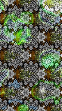 Düz Çiçek Elementleri Tasarımı. Çiçeksel fantezi tasarımı ve parlak bir arka plan çizimi. Renkli Bahar Teması çizim şablonu.