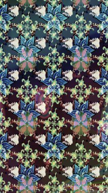 Mavi renkte güzel çiçekli eskiz deseni, suluboya çiçek deseni, duvar kağıdı, kart ya da kumaş için fayanslı. Raster..