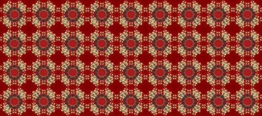 Kusursuz kraliyet lüksü, altın barok kumaş rengi. Altın antika ortaçağ dekoratifi, kırmızı, kahverengi ve bej renklerinde altın desenli süslemeler..