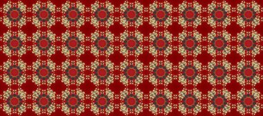 Kusursuz kraliyet lüksü, altın barok kumaş rengi. Altın antika ortaçağ dekoratifi, kırmızı, kahverengi ve bej renklerinde altın desenli süslemeler..