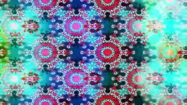 Renkli unsurlarla hareketli arka plan görüntüleri. Çiçekler. Eski model. Bayrak tarzı. Video kaydı. Şablon. Döngü. Kusursuz..