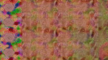 Renkli unsurlarla hareketli arka plan görüntüleri. Çiçekler. Eski model. Bayrak tarzı. Video kaydı. Şablon. Döngü. Kusursuz..