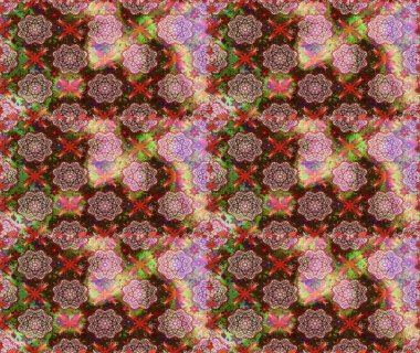 Kahverengi ve nötr renklerde çiçekler. Renkli Bahar Temalı Kusursuz Arkaplan. Düz Çiçek Elementleri Tasarımı. Sevimli çiçek raster deseni.