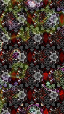 Gri renkli çiçekler. Raster illüstrasyonunda çiçek deseni çizimi.