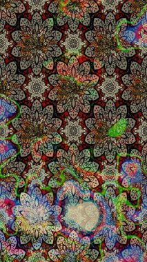 Tekstil, kumaş, kapaklar, duvar kağıtları, baskı, naylon, koleksiyon defteri, örgü, dekupaj için güzel bir eskiz. Küçük gri ve kahverengi renkte oldukça eski bir besin torbası deseni, çiçekler. Millefleurlar.