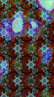 Çiçek desenli eskiz kahverengi ve mavi renkler, el çizimi papatyalar, papatyalar. Tekrar eden çiçek arkaplanı, zarif kahverengi ve mavi çiçek duvar kağıdı.