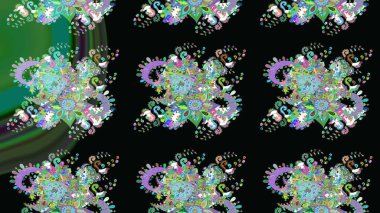 Küçük siyah ve yeşil çiçeklerle oldukça eski bir besin torbası deseni. Tekstil, kumaş, kapaklar, duvar kağıtları, baskı, paket, koleksiyon defteri, örgü, dekupaj için çiçek arkaplanı..