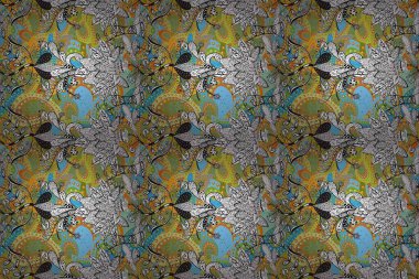 Tekstil, tebrik kartı, boyama kitabı, telefon kılıfı baskısı için kullanılabilir. Etnik Mandala süsü. Raster Henna dövme stili. Hint çiçekli desenli şal desenli..