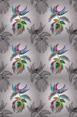 Beyaz, kırmızı ve gri renkte çiçekler. Raster düz çiçekleri pürüzsüz desen. Tasarım hediye paketi, tebrik kartları, posterler ve afiş tasarımı.