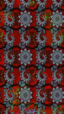 Çizgi çizimi kalıbı. Şirin çiçekler. Raster Moda kumaş deseni.