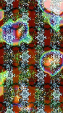 Raster illüstrasyonu. Kahverengi ve yeşil renklerde yaz çiçekleri. Küçük çiçekteki sevimli çiçek deseni. Raster deseni.