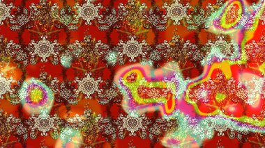 Kahverengi ve kırmızı renkte etnik çiçeklerle süslenmiş zarif bir eskiz şekli. Raster Çiçek İllüstrasyon Şirin Tekstil.