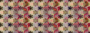 Süslü kumaş deseni. Çiçekli çiçek deseni, suluboya. Raster deseni.