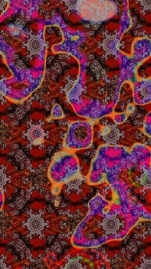 Düz Çiçek Elementleri Tasarımı. Kahverengi ve kırmızı renkte çiçekler. Renkli Bahar Teması eskiz kalıbı. Sevimli çiçek raster deseni.