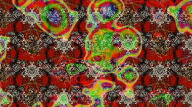 Raster Illustrasyon 'daki Çiçek Deseni' nin son moda çizimi. Düz Çiçek Elementleri Tasarımı. Güzel kumaş deseni. Renkli Yaz Teması çizim şablonu.