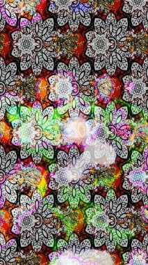 Taslak dekoratif arka plan, çiçek mandala. Gri ve nötr renklerde. Çiçek. Raster illüstrasyonu.