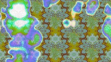 Yeşil ve mavi renkte çiçekler. Raster illüstrasyonunda çiçek deseni çizimi.