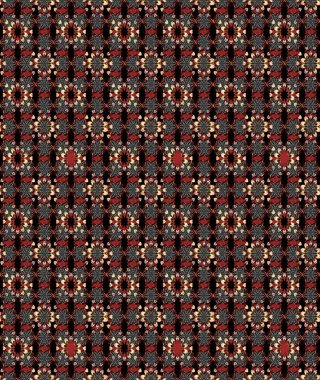 Soyut etnik raster çizim kalıbı. Kabile sanatı boho baskısı, klasik çiçek arkaplanı. Arkaplan dokusu, duvar kağıdı, siyah ve kahverengi renkli çiçek teması.