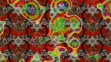 Raster Illustrasyon 'daki Çiçek Deseni' nin son moda çizimi. Düz Çiçek Elementleri Tasarımı. Güzel kumaş deseni. Renkli Yaz Teması çizim şablonu.