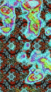 Çiçekli güzel suluboya desen. Mavi ve yeşil renklerde. Raster illüstrasyonu.