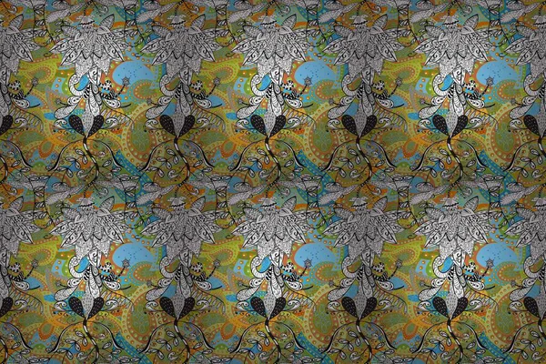 Kızılderili desenli desenli desenli şal deseni. Tekstil, tebrik kartı, boyama kitabı, telefon kılıfı baskısı için kullanılabilir. Raster Henna dövme stili. Etnik Mandala süsü.