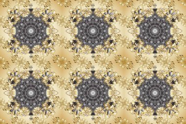 Bej, gri, nötr ve altın desenli. Klasik raster şablonu. Tekrarlayan ögelerle kusursuz soyut arkaplan.